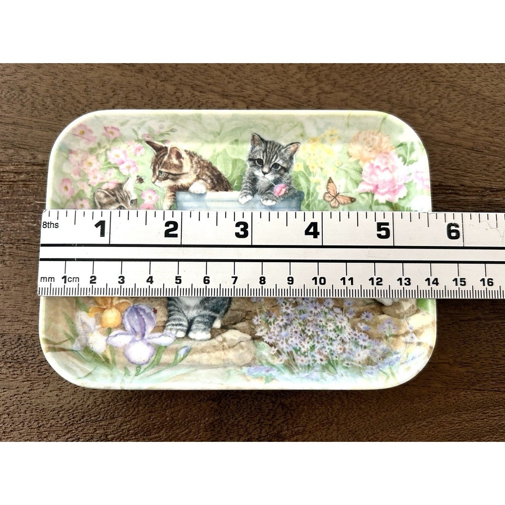 Vintage 80's Kittens Flowers Butterflies Trinket Tray Melamine Rudy Nappi Italy - Picture 4 of 8